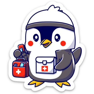penguin medic with first aid kit and helmet sticker