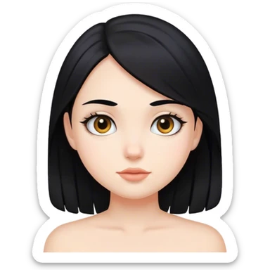 Chica blanca, cabello color negro clean sticker