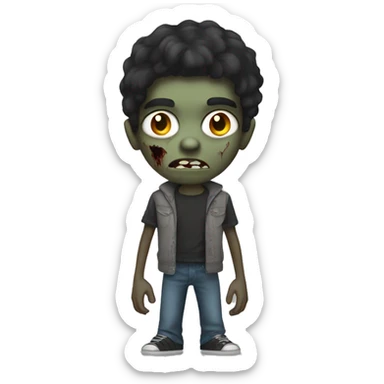 teen boy zombie with dark hair and dark eyes sticker