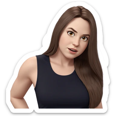 girl with brown hair tank top sticker