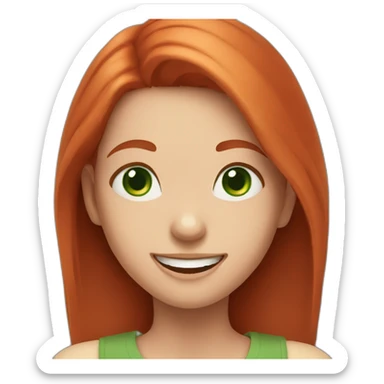 a girl with green eyes and red hair laughs sticker