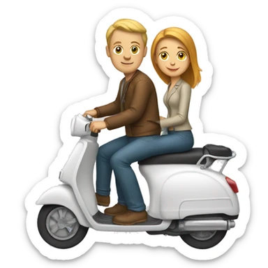 White Couple on scooter sticker