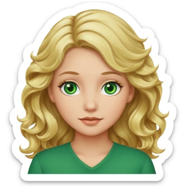 Blonde girl with wavy hair and green eyes sticker