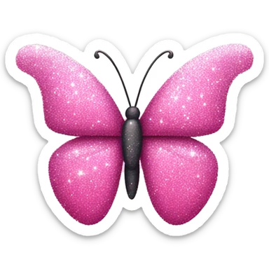 Pink sparkly butterfly sticker
