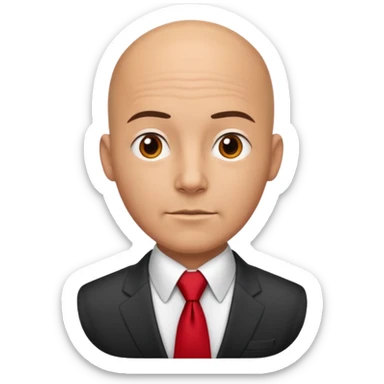 bald with red necktie sticker