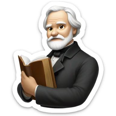 Victor Hugo holds a book in his hand sticker