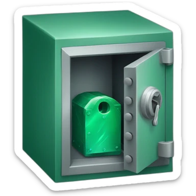 open safe in the middle of the emerald sticker