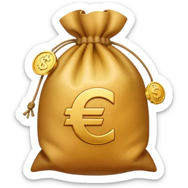 money sack with CZK (Czech koruna) currency symbol, Apple emoji style, soft gradients, rounded shapes, friendly polished look sticker