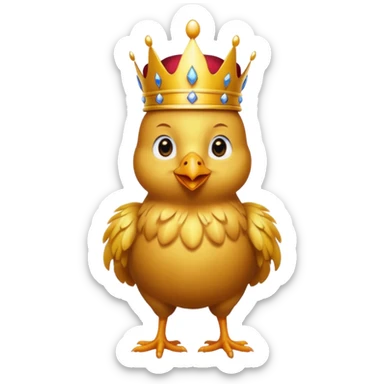 chicken King, standing, with crown, royal cloth sticker