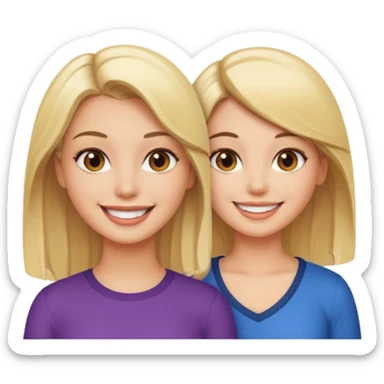 one hot blonde girl and one hot brunette smiling sticker
