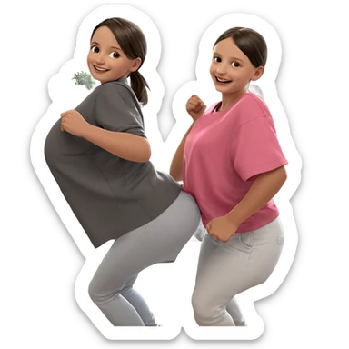 smiling girls indoors by window sticker