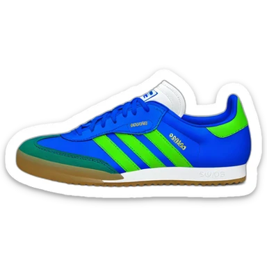 Adidas samba shoes blue White green sticker