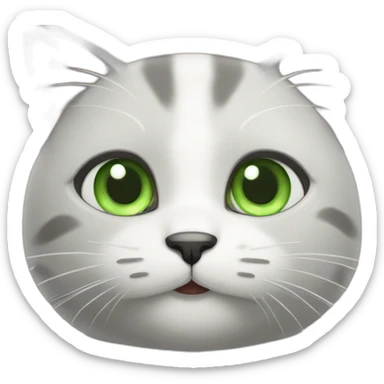 Gray and white cat with green eyes sticker