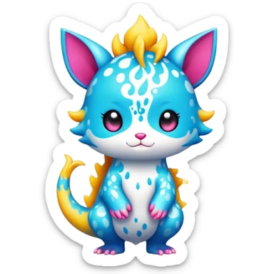 an edgy cute kawaii vernid-fionbri with splash patterns full body sticker