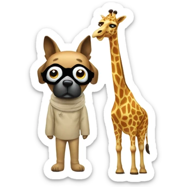Dog wearing a ski mask robbing a giraffe sticker