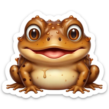 funny toad face with chocolate dripping from its mouth, burping, bufo toad character sticker