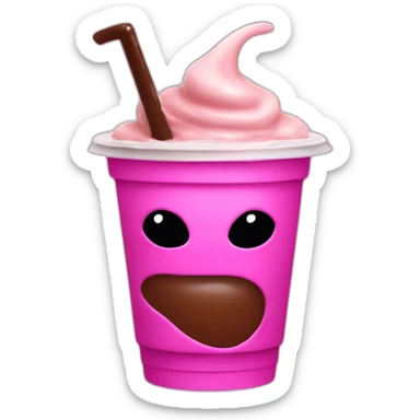 Evil pink alien with a hat on drinking chocolate milk sticker