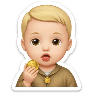 bebe com moeda na boca sticker