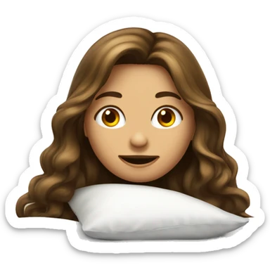 Una chica blanca con cabello liso acostada en una cama sticker