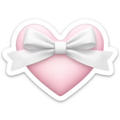 Pastel pink heart with white bow sticker