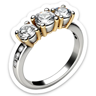 Tot et moi ring two toned mostly silver it’s a ring with two diamonds  sticker