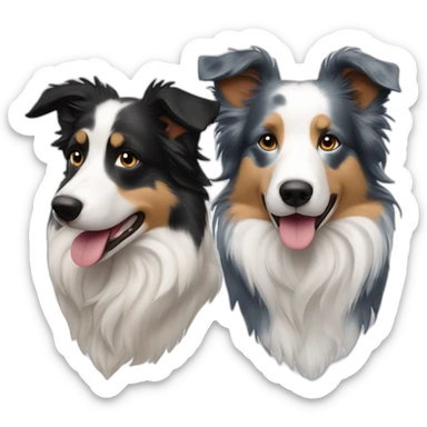 Left face tricolor right face blue merle border collie sticker