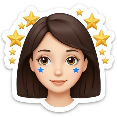Brunette girl happy with stars for eyes sticker