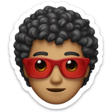 Square-jawed boy with curly hair and a degrade, wearing black sunglasses and a red hoodie. sticker