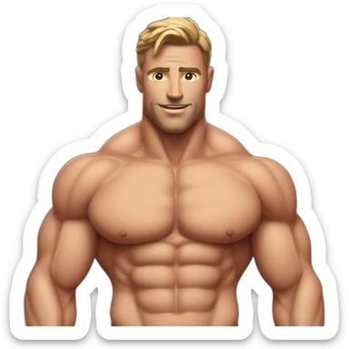 Shredded muscular manly man in swimsuit with 12 pack abs sticker