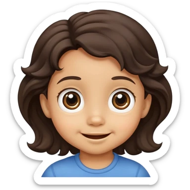 smiling toddler face with big eyes, medium skin tone, and dark wavy hair sticker