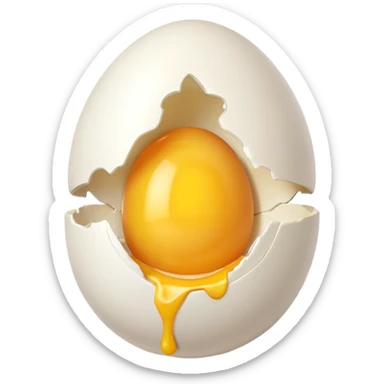 egg object icon, cracked egg with yolk, 3D cartoon, mobile game icon style, clean background, no text, no watermark
 sticker