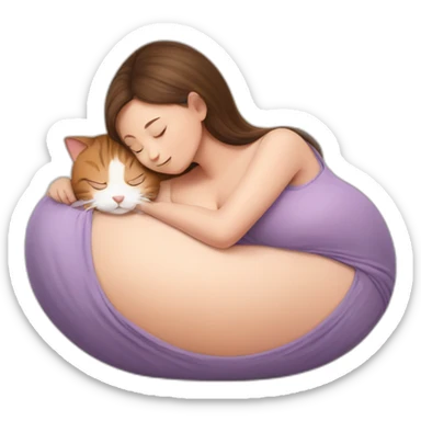 Cat sleeping in the belly of pregnant woman sticker