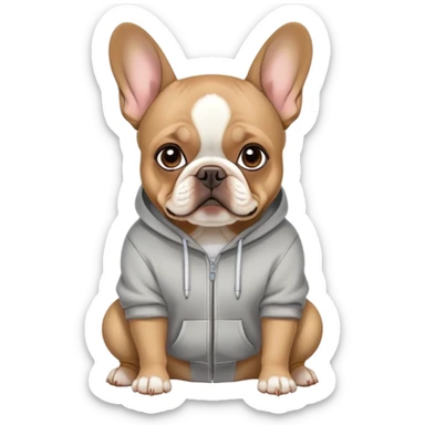 Frenchie wearing hoodie sticker