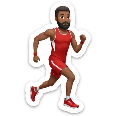 blackman with full beard running exercise sport red clothes sticker