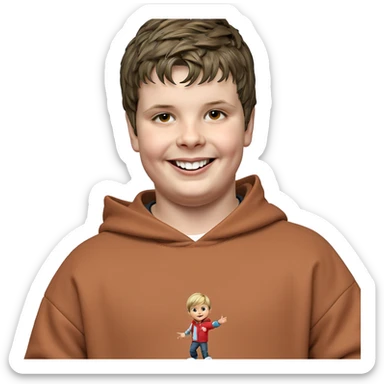 smiling boy in hoodie sticker