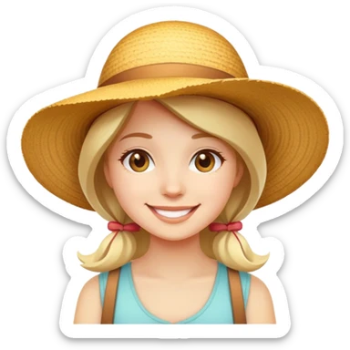 girl with a sunhat, smiling sticker