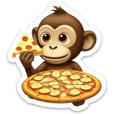 Monkey eating banana pizza  sticker