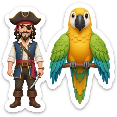 pirate and parrot sticker