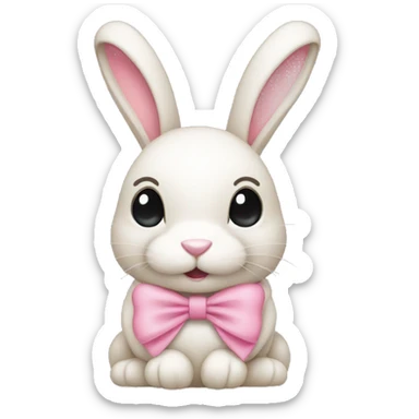 Christmas bunny with light pink bow  sticker