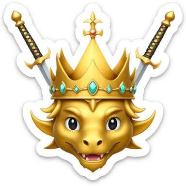 crown with swords and gold dragons  sticker
