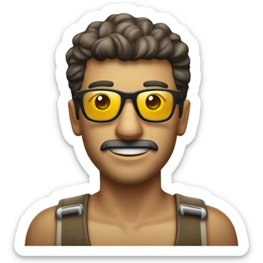 Un chico moreno en la playa con lentes y una cerveza   sticker