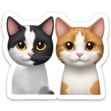 1 calico cat and 1 tuxedo cat sticker