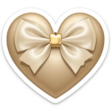 white heart with beige bow sticker