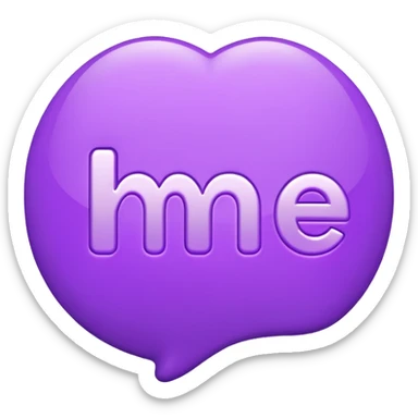 3D text that spells "me" in a shiny purple font sticker sticker