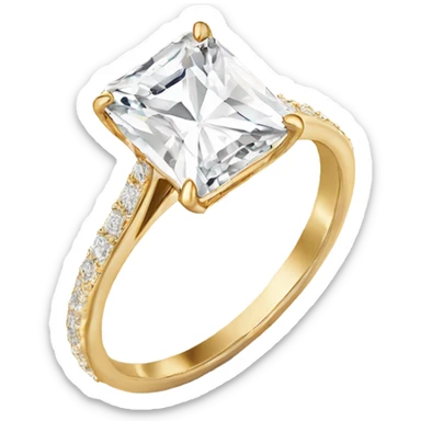 radiant cut solitaire gold engagement ring sticker