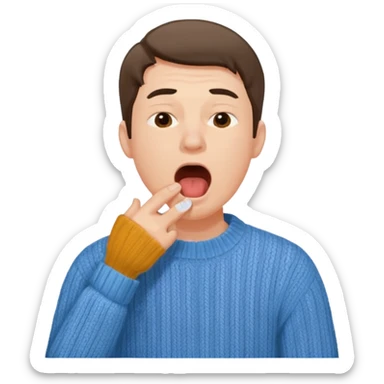 yawning man in sweater sticker