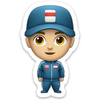 slavic army midget stands in a track suit sticker