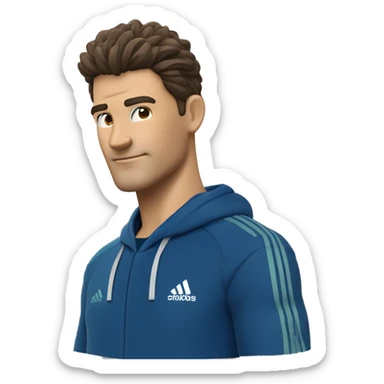 Profesor Educación Física sudadera azul oscura adidas cronometro cabello corto moreno sin gafas sticker