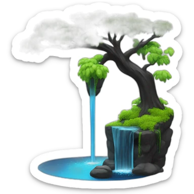 water spring with black crystal 2.5D sticker