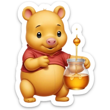 winnie the pooh whole body with honey and Piglet sticker